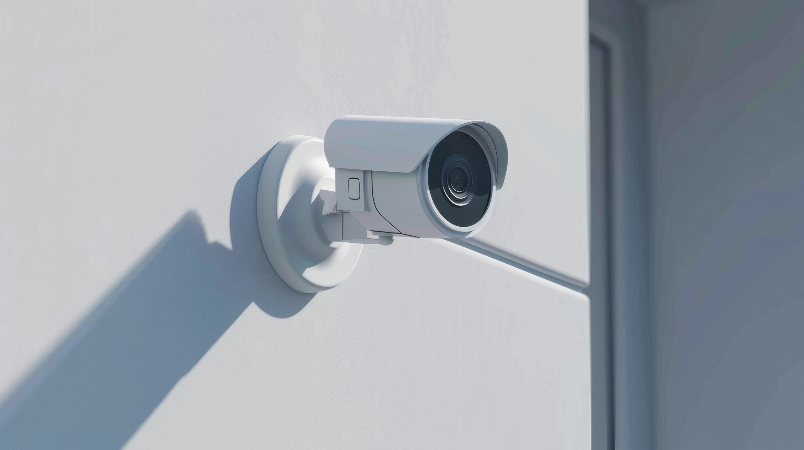 High-tech CCTV cameras monitoring a busy urban street